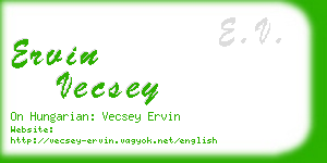 ervin vecsey business card